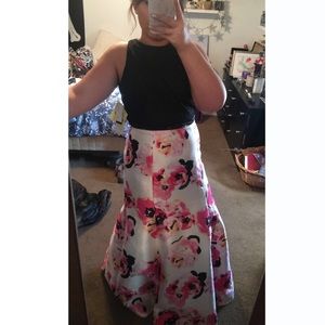 Black and floral prom dress